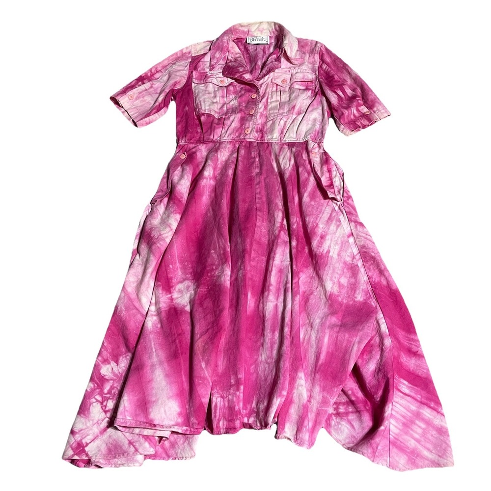 Vintage D‎ Frank Dress Womens 6 Western Pink Tie Dye Boho Primitive Rockabilly